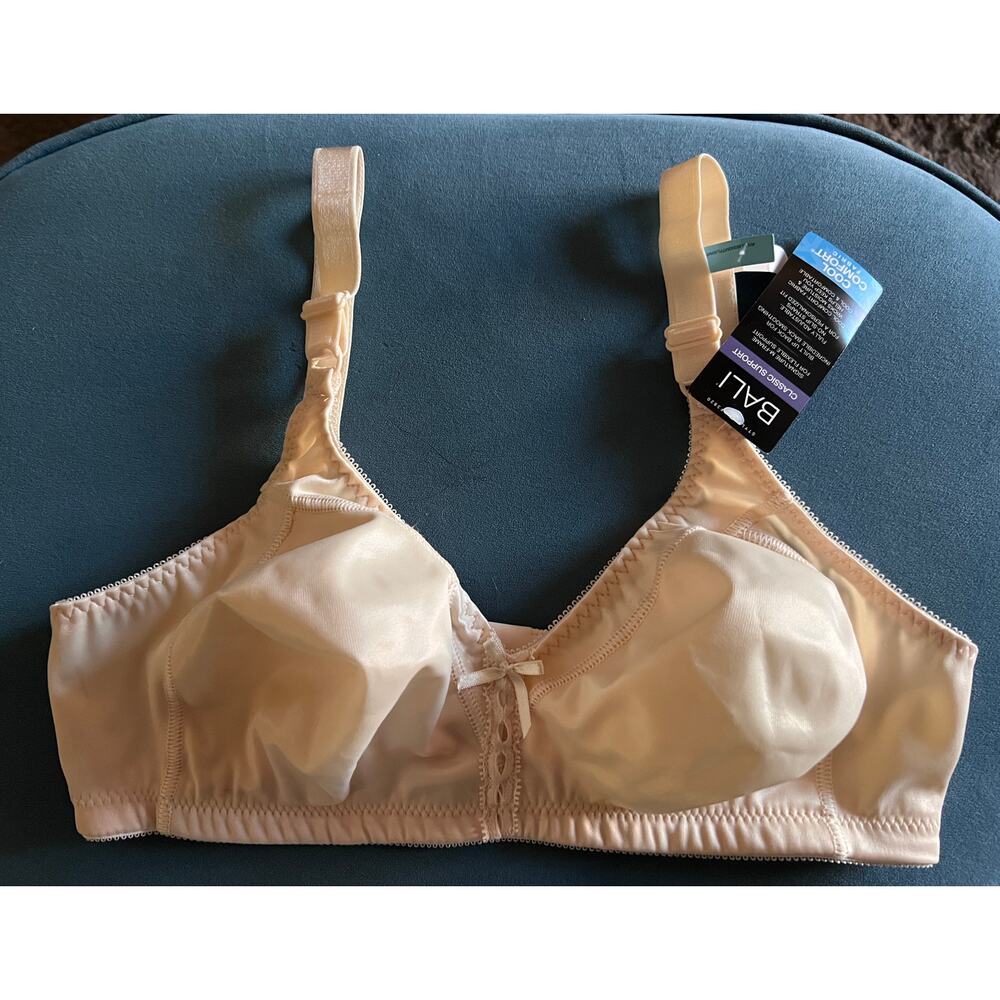 Bali Classic Support Bra 36C Nude Cool Comfort Wireless Lace Retro Style NWT